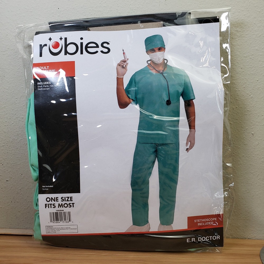 Rubies ER Doctor Halloween Costume Green Medical Scrubs Cosplay Dress Up OS NWT